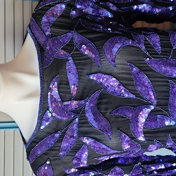 Vintage Black and Purple Sequin Top - Picture 3 of 12